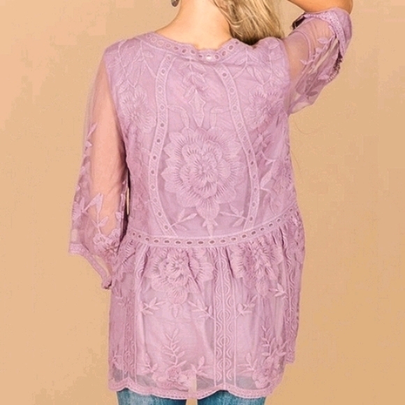 Blissful Lace Babydoll Top / Boho Shirt Blouse - Picture 3 of 9